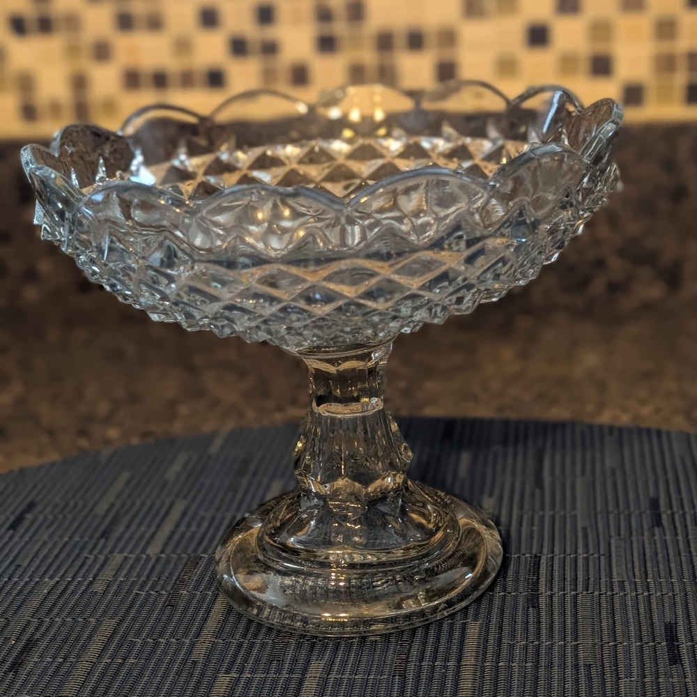 Vintage Glass Footed Serving Dish - EUC!